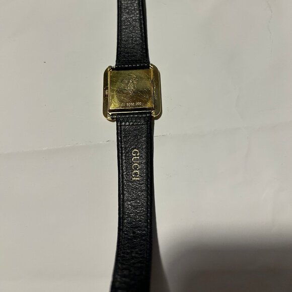 Womens Gucci Brown Gold-Plated Square Case 14 GG Buckle Leather Band Wristwatch - Picture 11 of 16